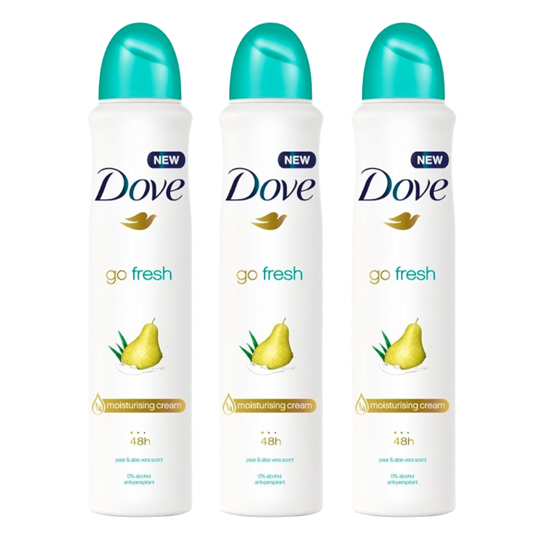 Dove Go Fresh Pear & Aloe Vera 48H Anti-Perspirant Spray Deodorant For Her - Pack Of 3 - Medaid