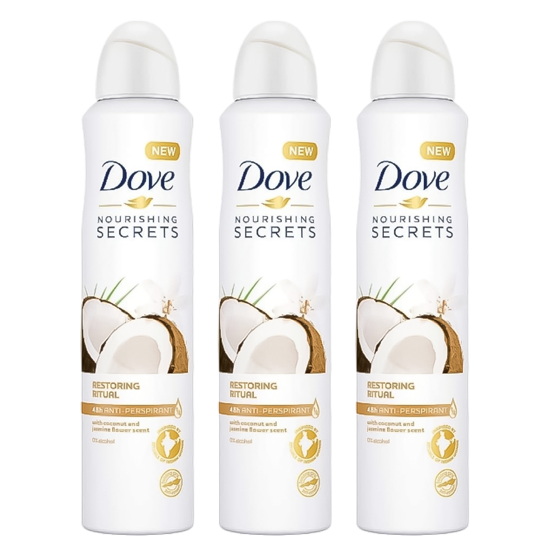Dove Nourishing Secrets Coconut & Jasmine Flower 48H Anti-Perspirant Spray Deodorant For Her - Pack Of 3 - Medaid