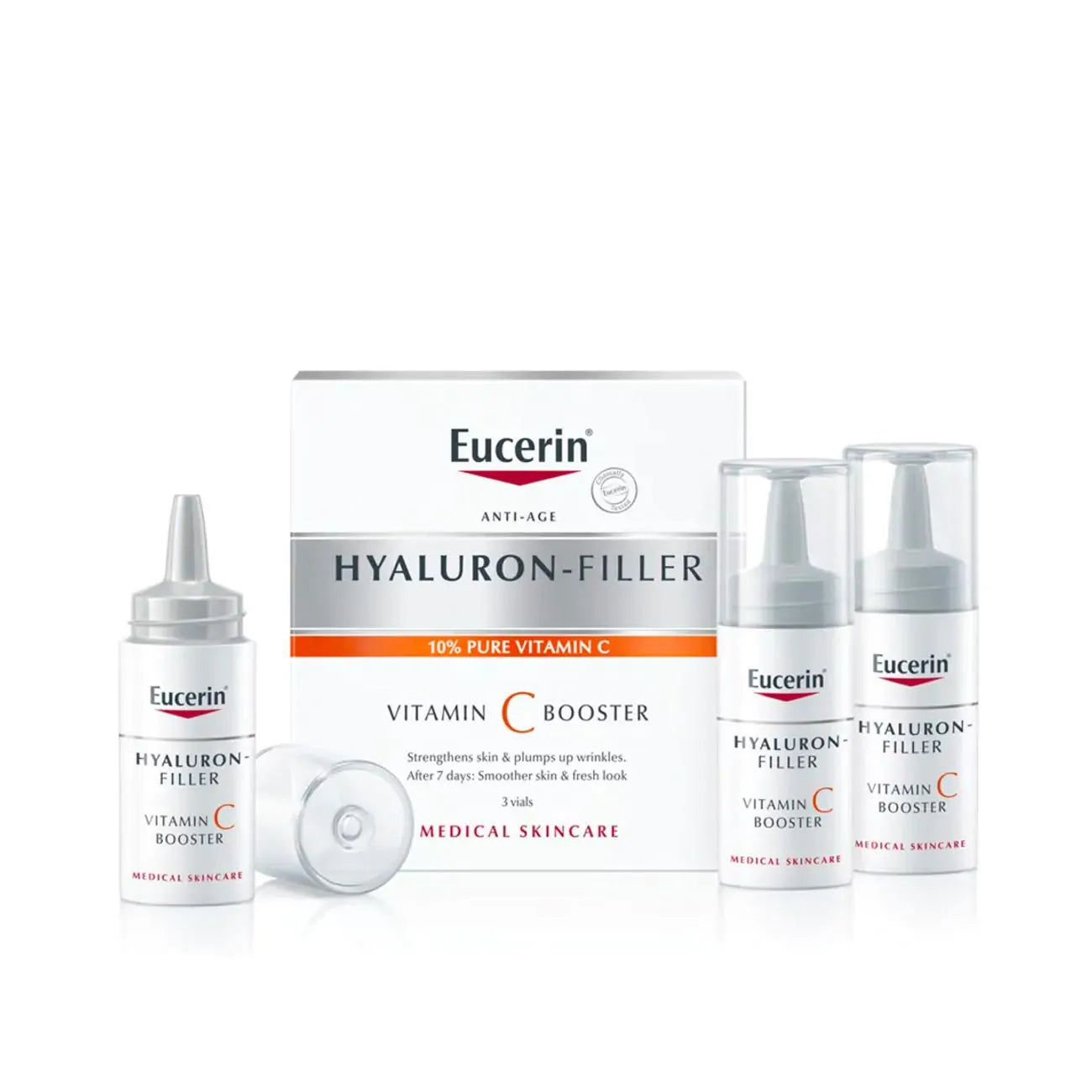 Eucerin anti-idade hyaluron filler 10% pure vitamin C (3x8ml ampoules) exp 8-24 - Medaid International