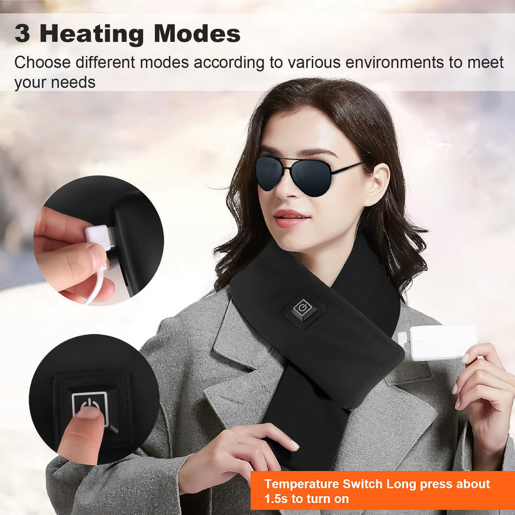 Electric Heated Scarf - Pro Electric Heated Scarf with 3 Heating Levels USB Rechargeable Heating Scarf - Medaid International