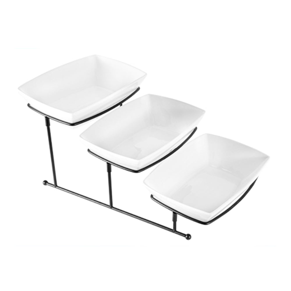 3 Tier Porcelain Plate With Stand (CHK-1470) - Medaid