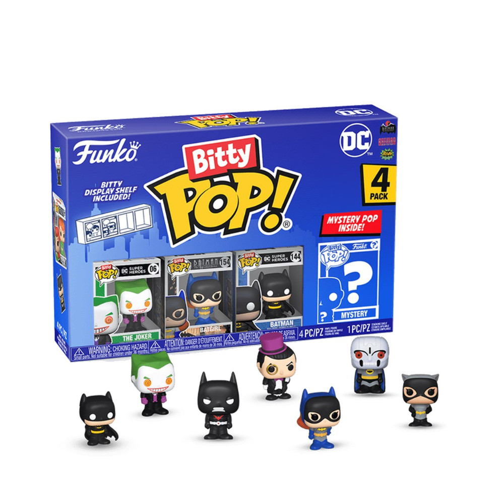 Funko Bitty POP! DC Comics 4 Figure Pack Includes The Joker, Batgirl, Batman, and a Mystery DC Comics Bitty Pop! - Medaid International