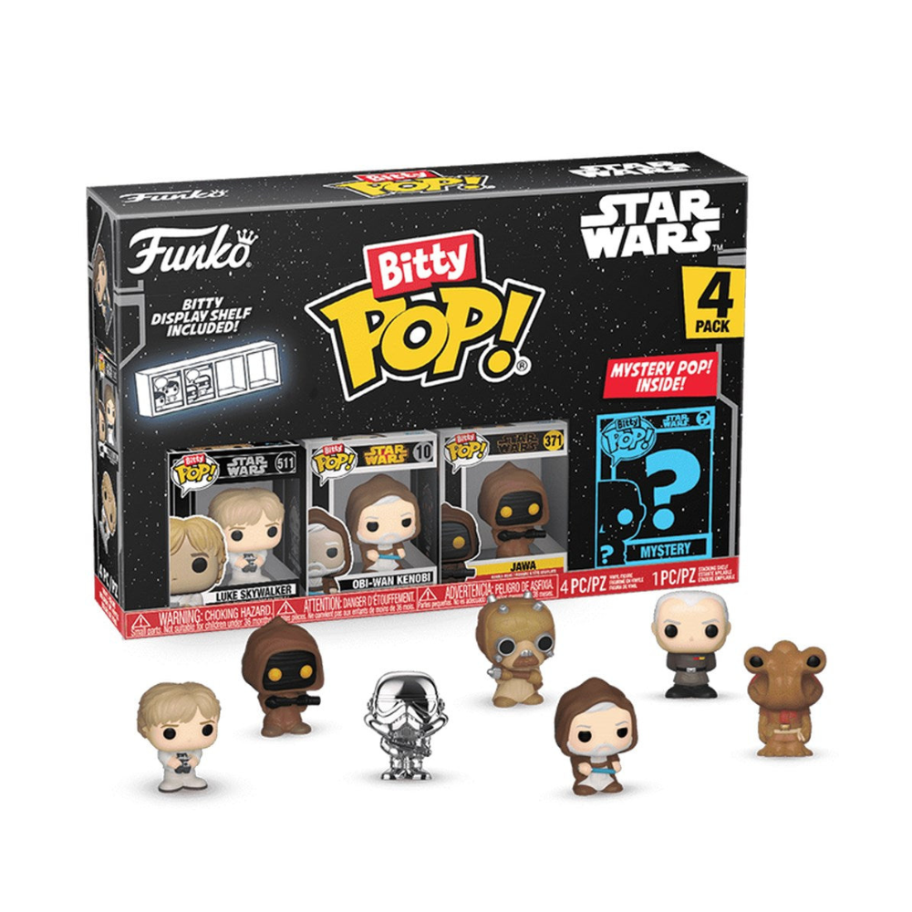 Funko Bitty POP! Star Wars 4 Figure Pack Includes Luke Skywalker, Obi-Wan Kenobi, Jawa, and a Mystery Star Wars Bitty Pop! - Medaid International