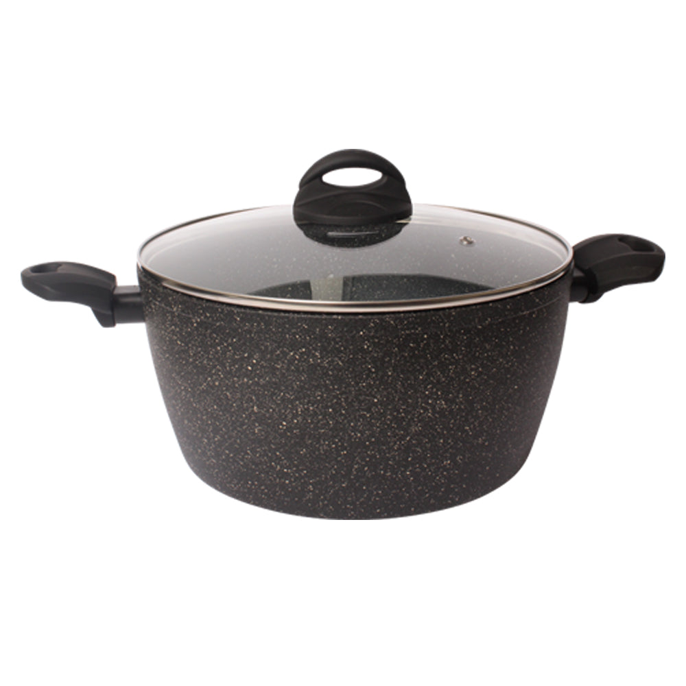 Lava Stone Granite Casserole with Glass Lid - Medaid