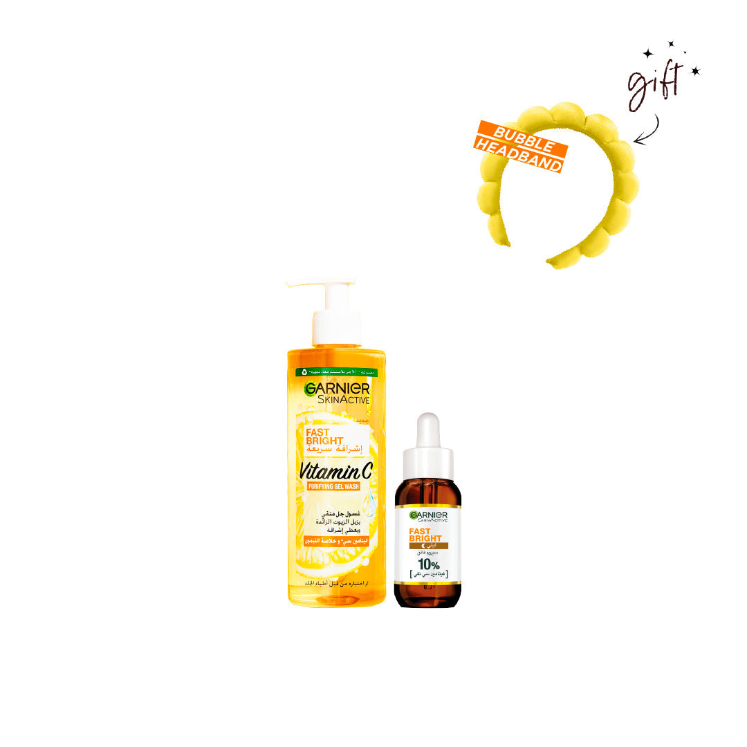 Garnier Fast Bright Micellar And Serum Bundle 20% Off + Free Bubble Headband - Medaid