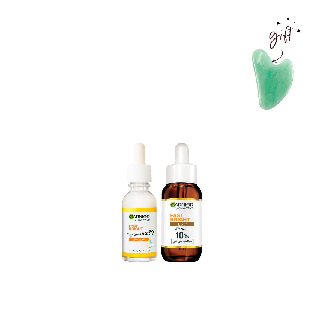 Garnier Fast Bright Serums Bundle + Free Gua Sha At 20% Off - Medaid