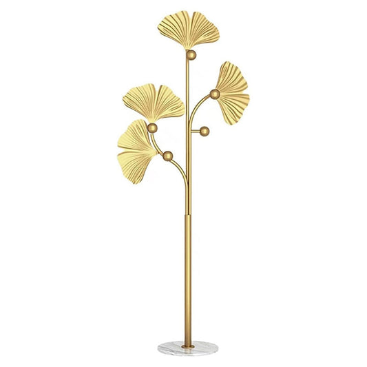 175 CM Freestanding Leaf Shape Metal Coat Rack with Stable Marble Base Clothes Hanger Stand with 5 Hooks Coat Racks for Hats Scarves Handbags Gold - Medaid International
