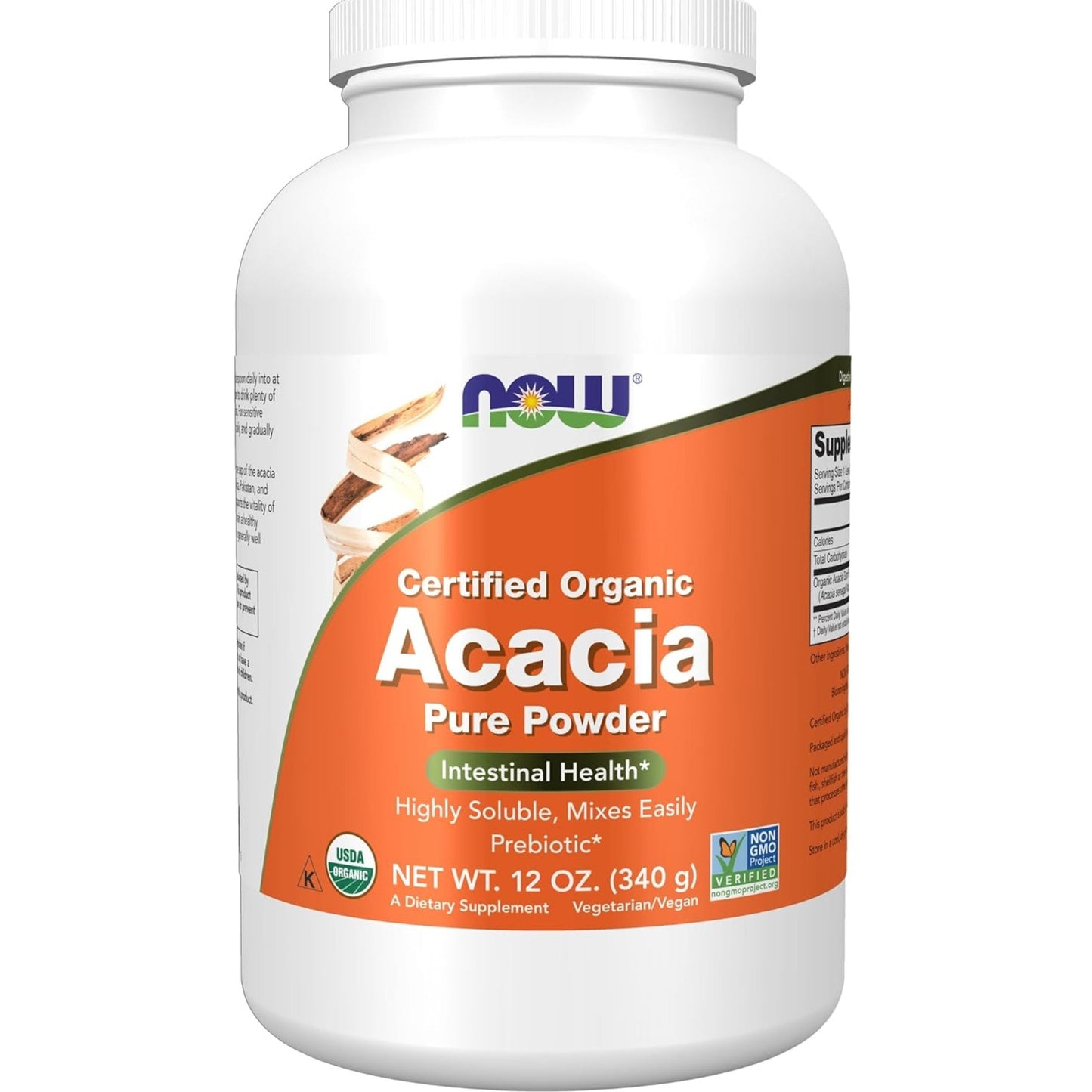 NOW Foods Supplements, Acacia Pure Powder, Certified Organic, Highly Soluble, Mixes Easily, Intestinal Health*, 12-Ounce - Medaid