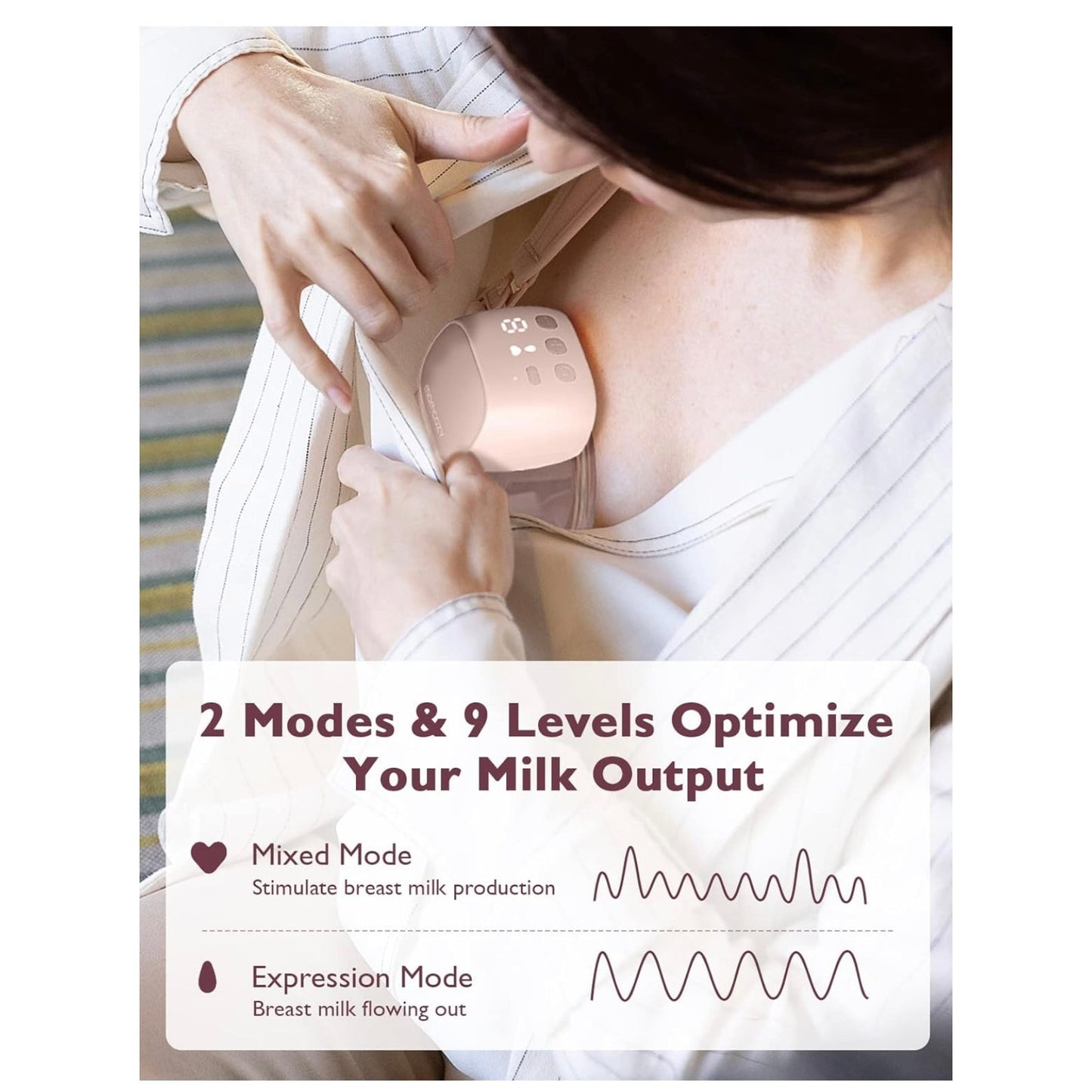Momcozy S9 Pro Upgraded Wearable Breast Pump, Hands-Free Design with Extended Battery Life & LED Display, Double Electric Portable Pump with 2 Modes & 9 Levels, 24mm, 1-Pack, Gray - Medaid International
