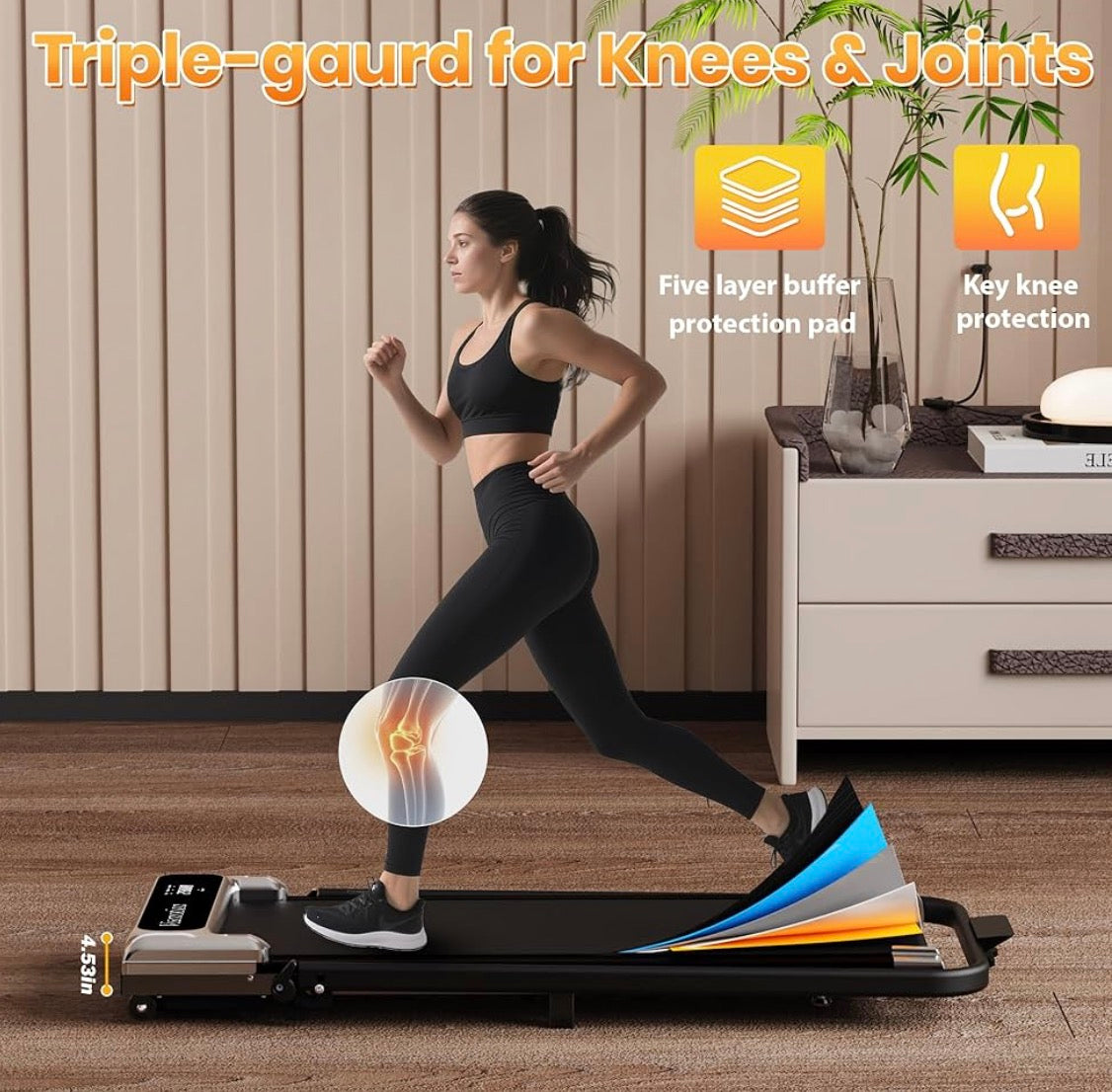 Walking Pad with Handle Bar, Treadmills for Home and Office,2.5HP Under Desk Treadmills with Rermote Control &LED Display,265 lbs