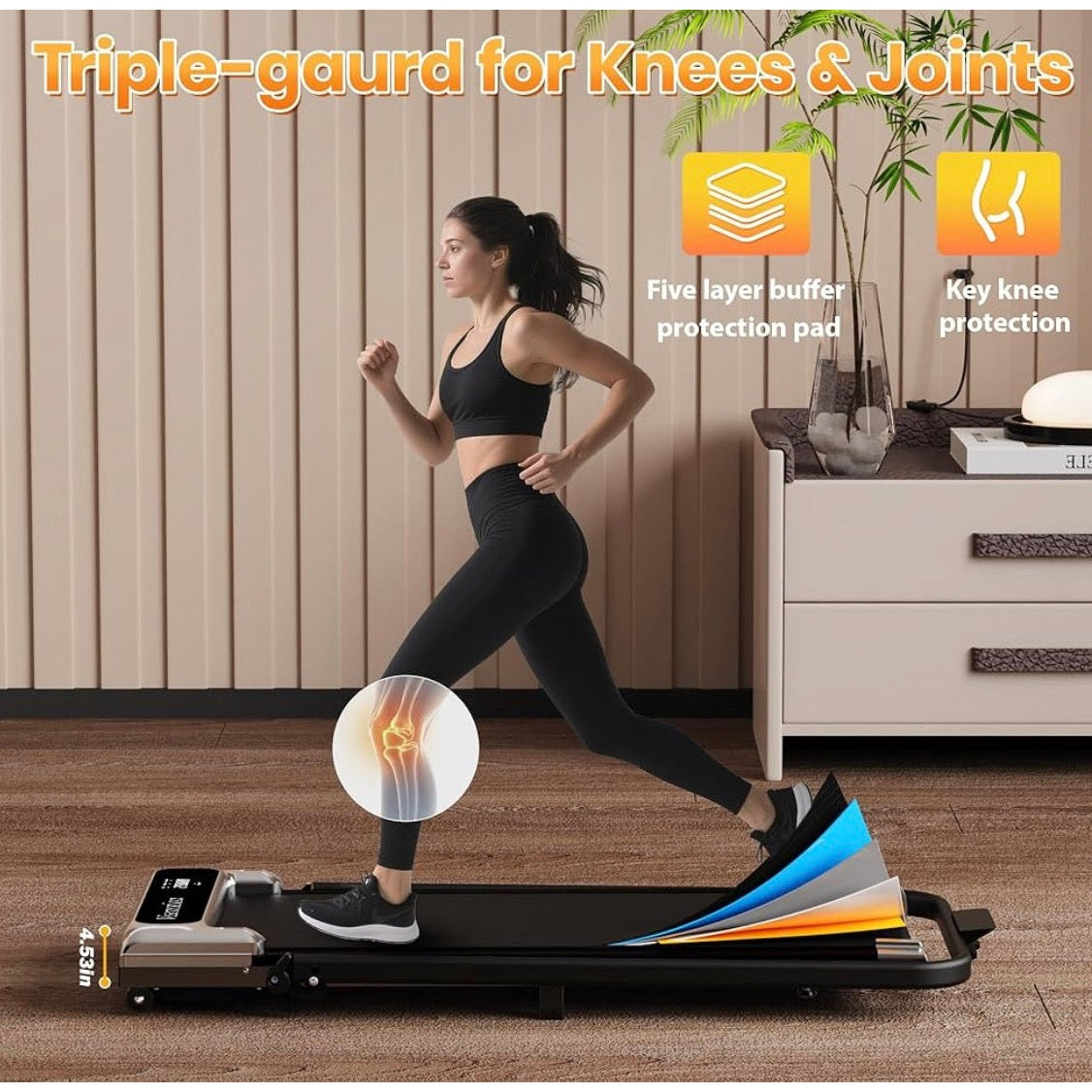 Walking Pad with Handle Bar, Treadmills for Home and Office,2.5HP Under Desk Treadmills with Rermote Control &LED Display,265 lbs