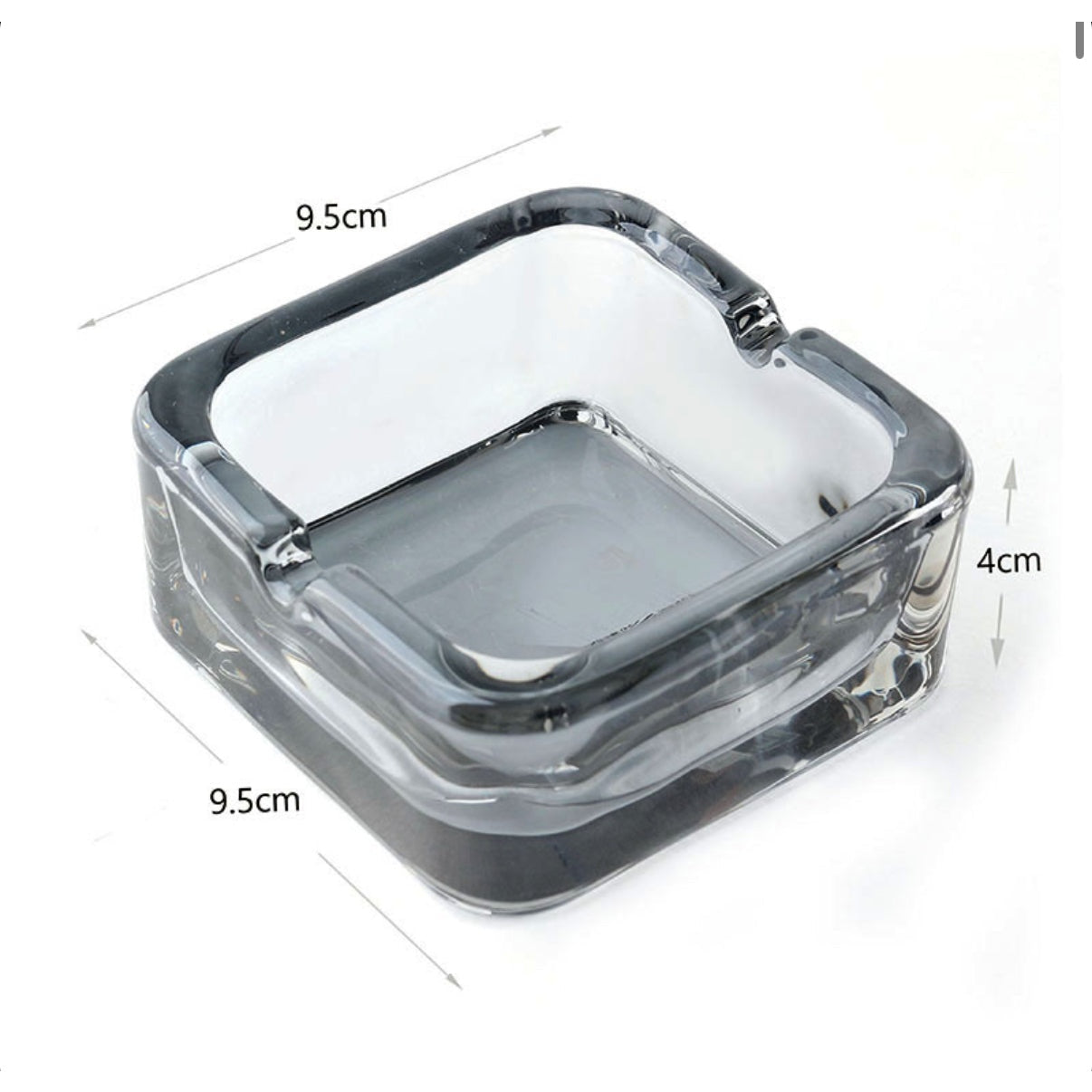 9 CM Transparent Black Square Glass Ashtray Portable Decorative Modern Ashtray for Home Office Indoor and Outdoor Use 2 Cigarettes Position - Medaid International