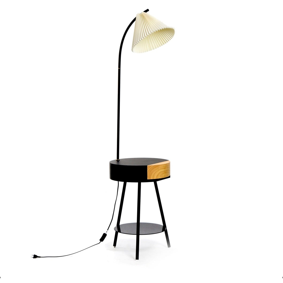 160 CM Coffee Table Floor Lamp with Drawer and Shelf for Living Room Bedside - Medaid International