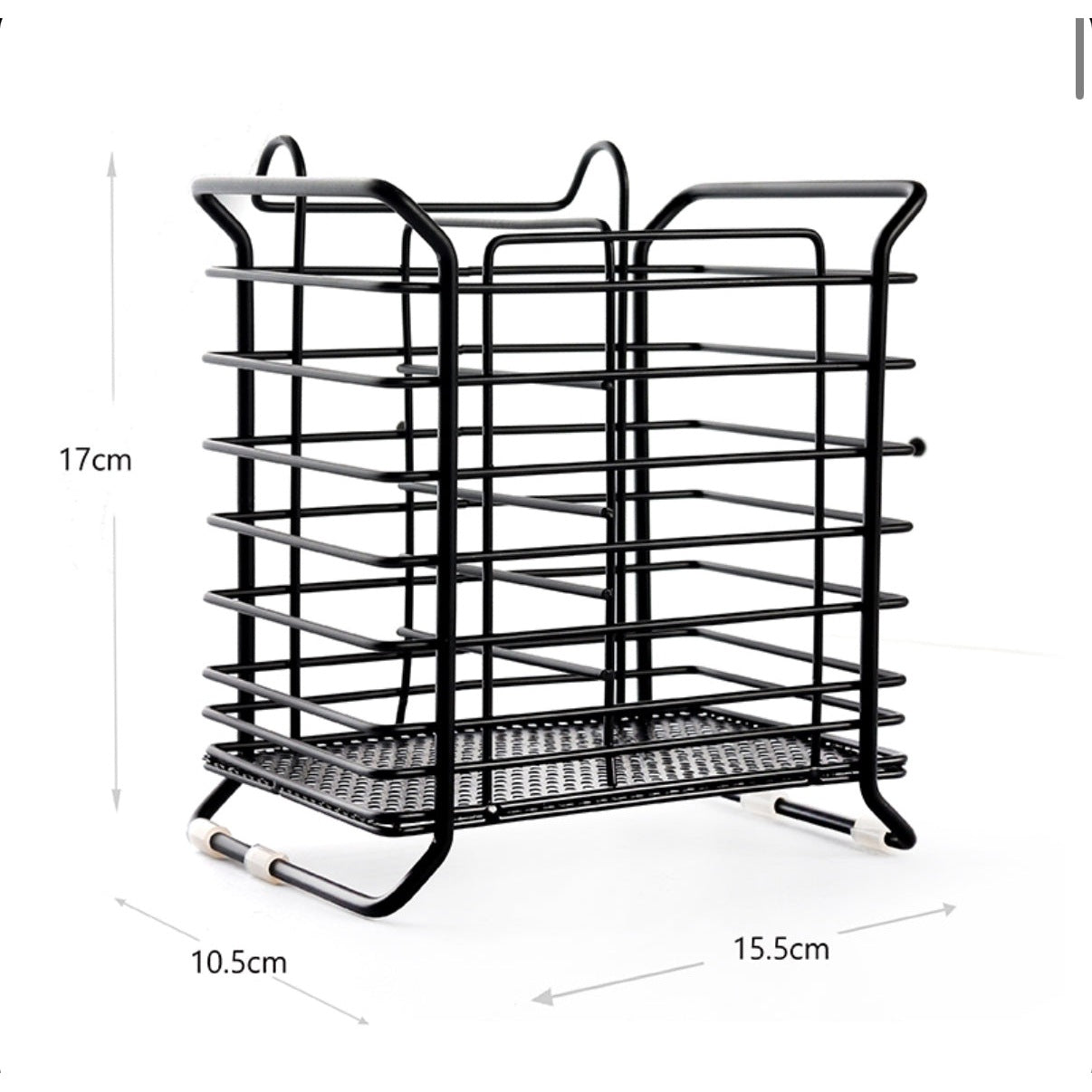 2 Compartment Stainless Steel Cutlery Holder Kitchen Counter Drainer Basket Organizer Stand Self Draining Tableware Utensil Storage Box Holder Black - Medaid International