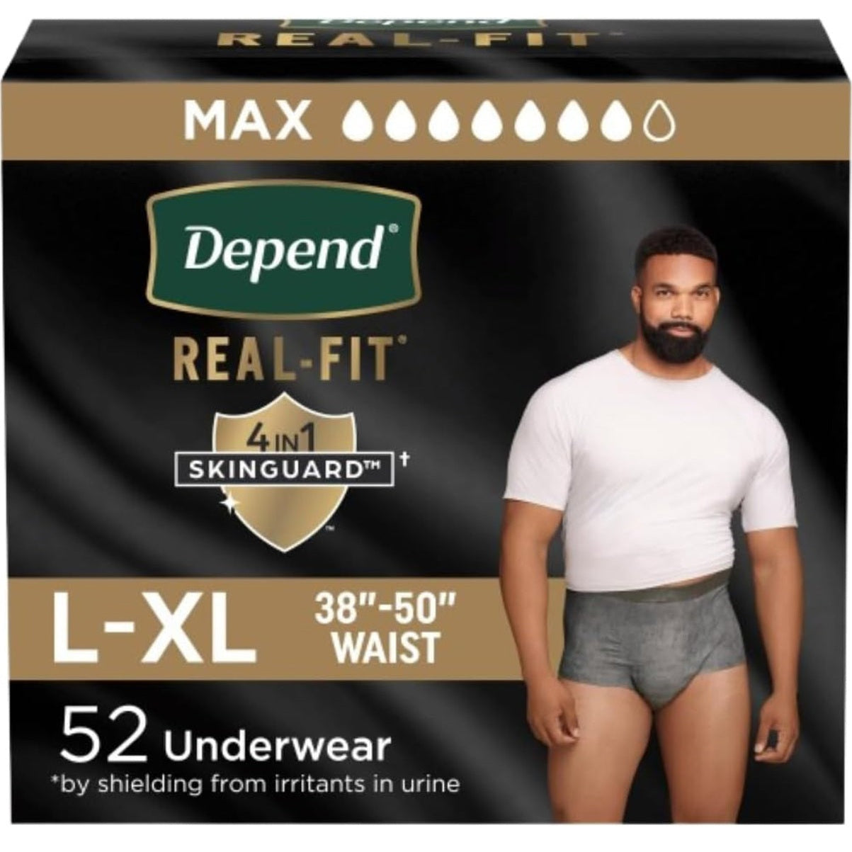Depend Real Fit Incontinence Underwear for Men, Disposable, Maximum Absorbency, Large/Extra Large, 52 Count (2 Packs of 26), Packaging May Vary - Medaid International