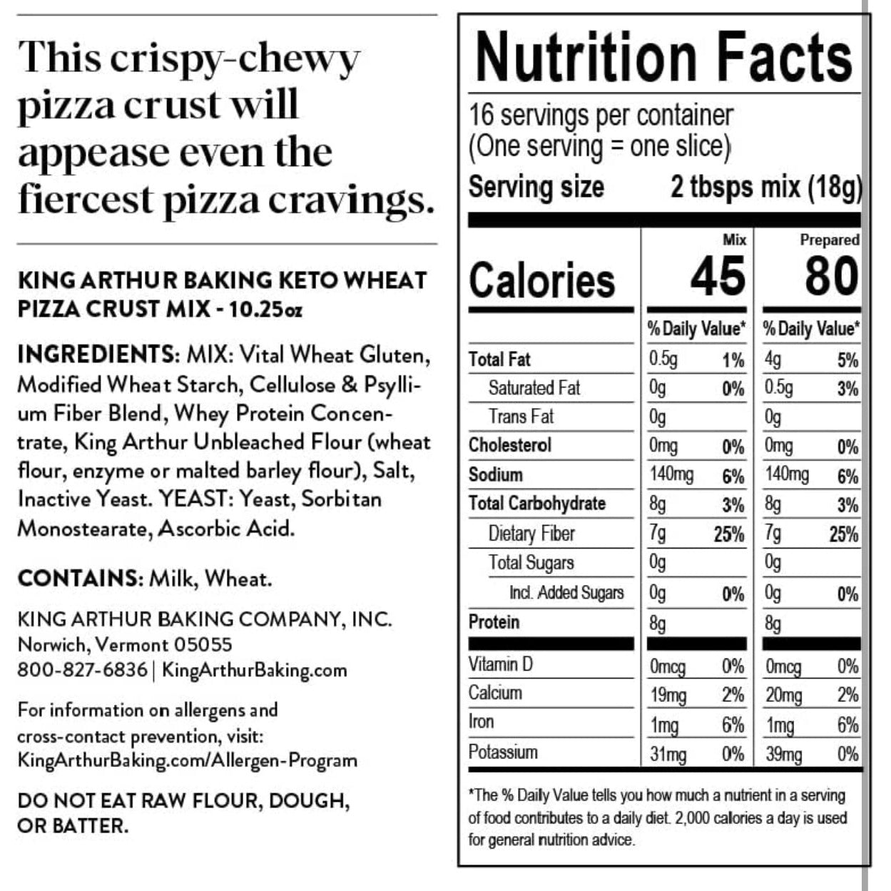 King Arthur Keto Pizza Crust Mix: Low Carb Delight with 1g Net Carbs per Serving - Easy to Make, Crisp & Chewy 10.25 oz Mix for Two 12 in Crusts - Perfect for Keto Pizza Lovers - Medaid International