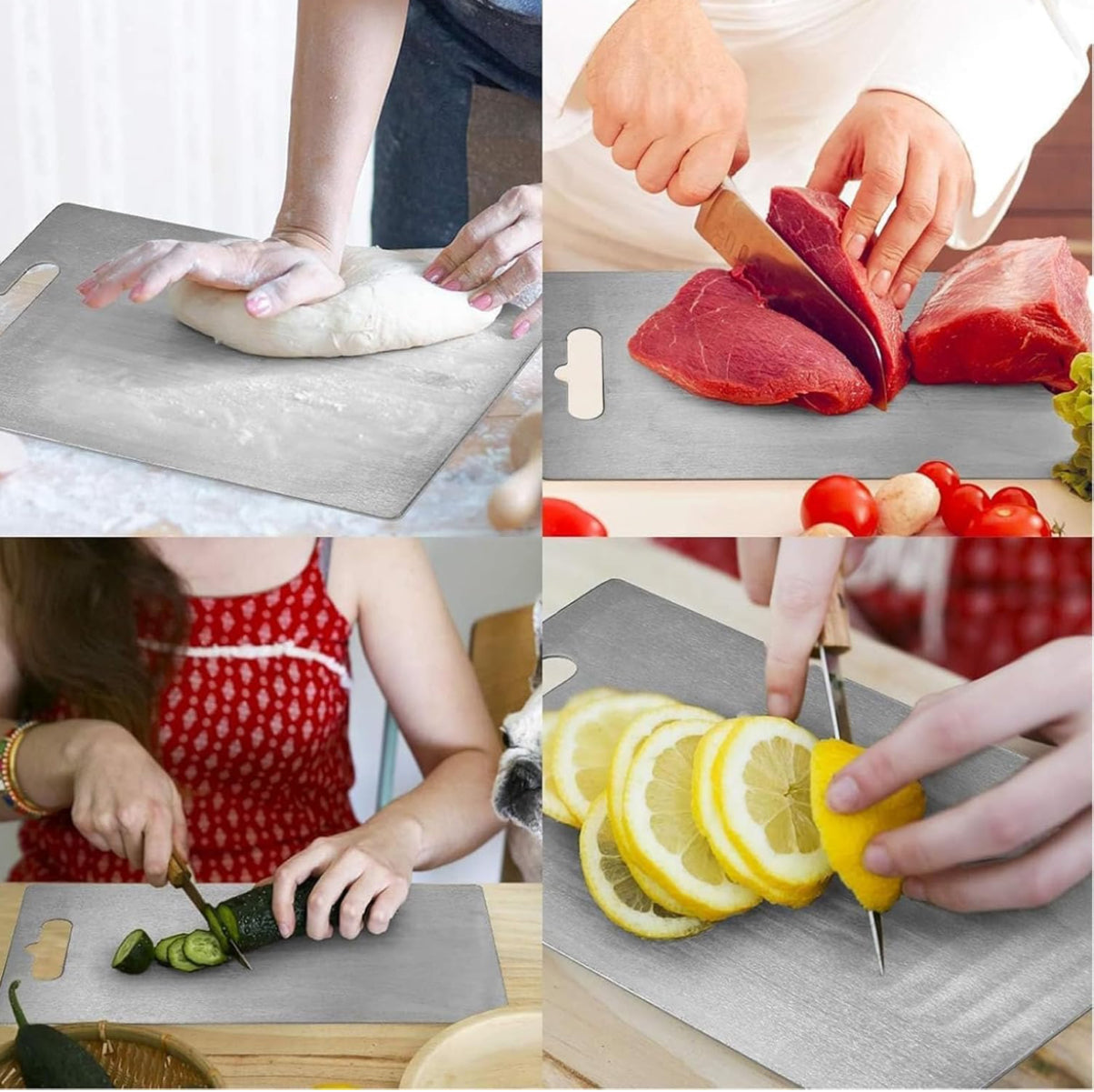 Titanium Cutting Board - 100% Pure Titanium Cutting Board, 304 Stainless Steel Cutting Board, Epicurean Cutting Boards, Multi-purpose Cutting Board, Cutting Boards for Kitchen (L) - Medaid International