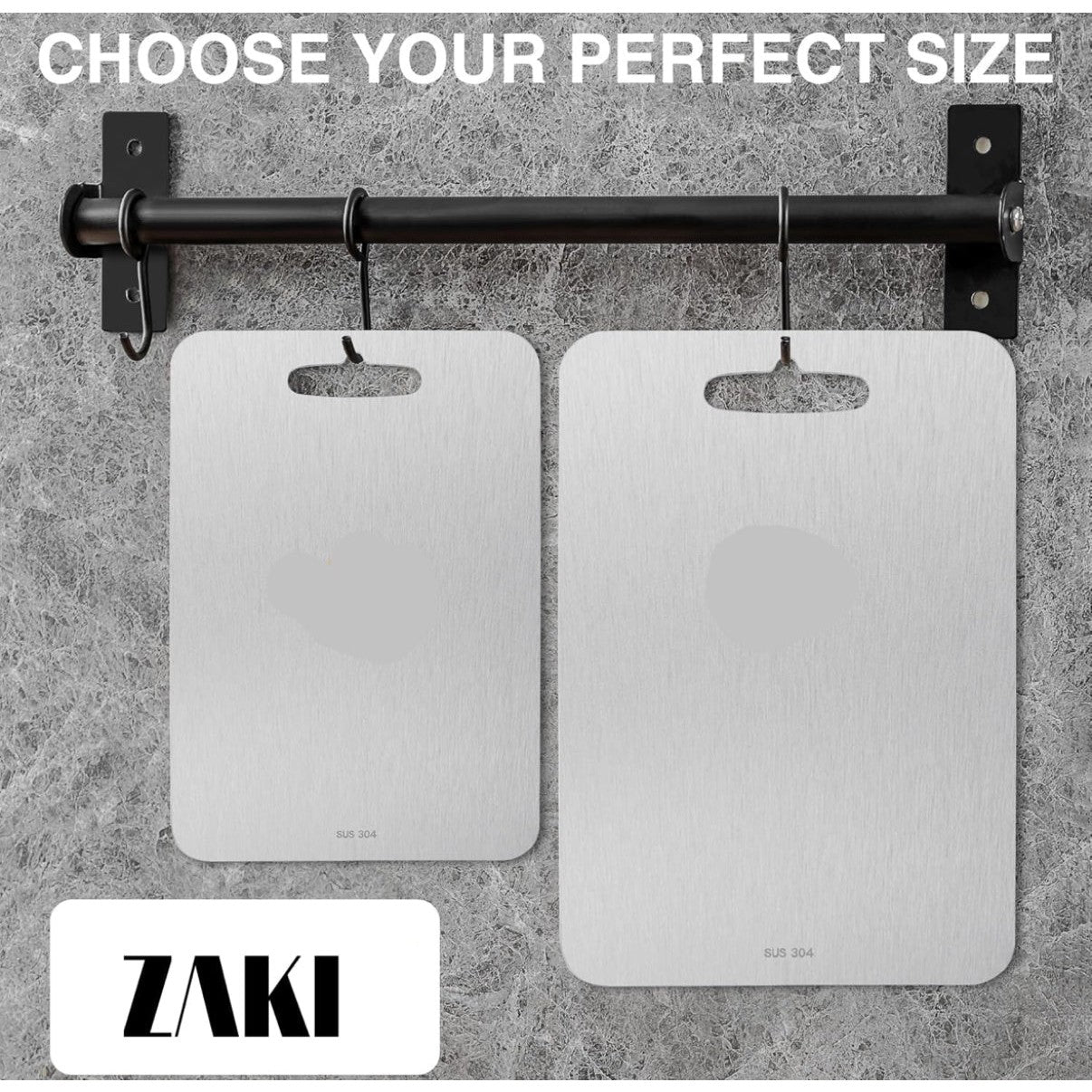ZAKI Titanium Cutting Board, S304 Stainless Steel Chopping Board, Double-Sided Food Grade Cutting Board, Ideal for Handling Meat, Vegetables,Kneading and Dough Making (Medium 34x24 cm) - Medaid International