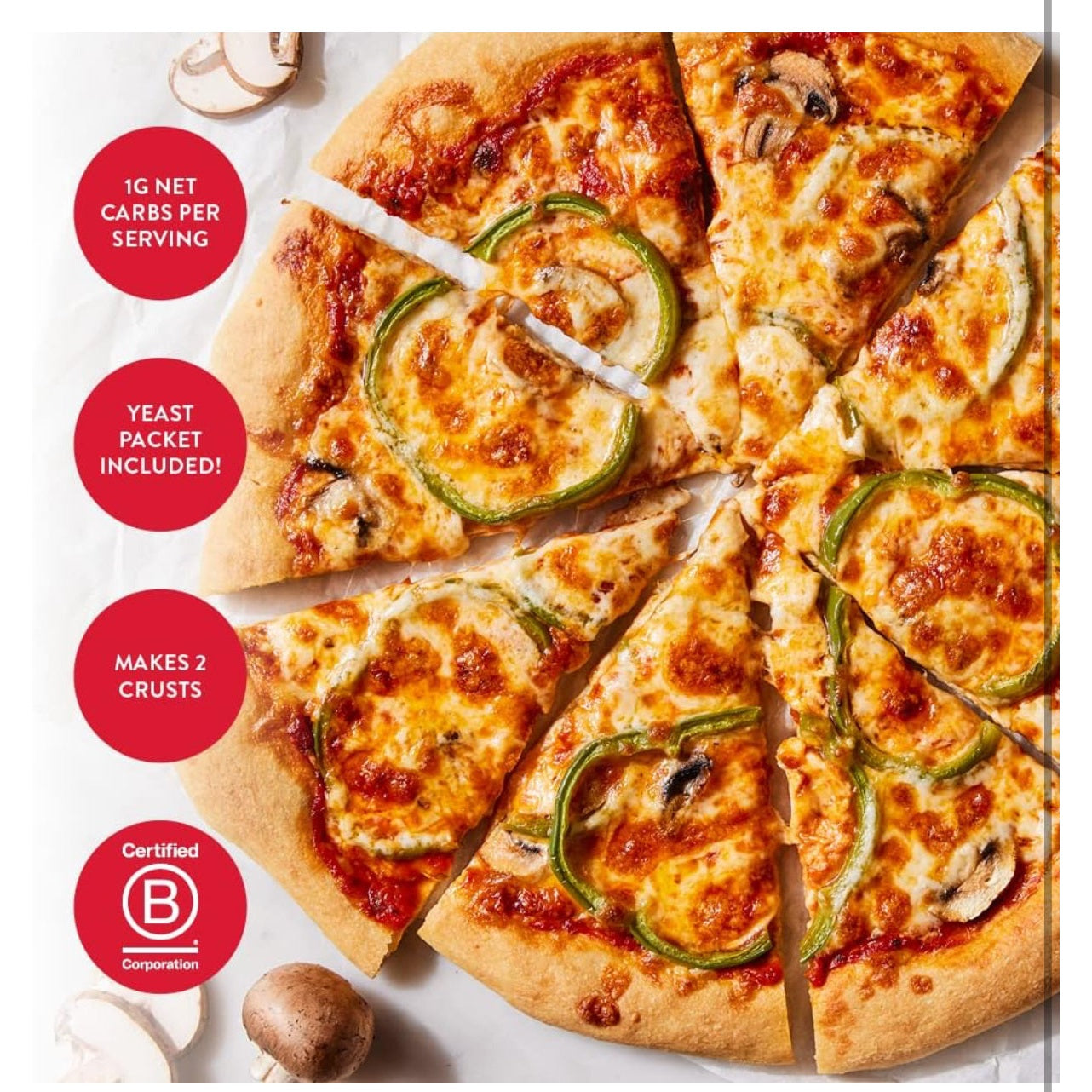 King Arthur Keto Pizza Crust Mix: Low Carb Delight with 1g Net Carbs per Serving - Easy to Make, Crisp & Chewy 10.25 oz Mix for Two 12 in Crusts - Perfect for Keto Pizza Lovers - Medaid International