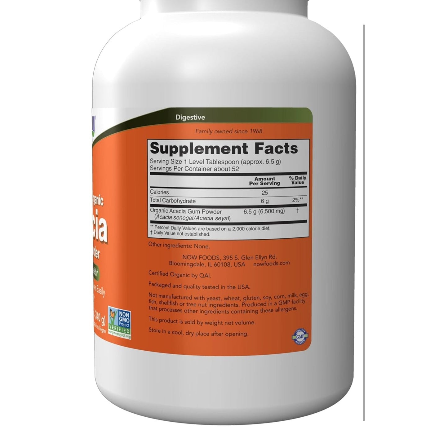 NOW Foods Supplements, Acacia Pure Powder, Certified Organic, Highly Soluble, Mixes Easily, Intestinal Health*, 12-Ounce - Medaid