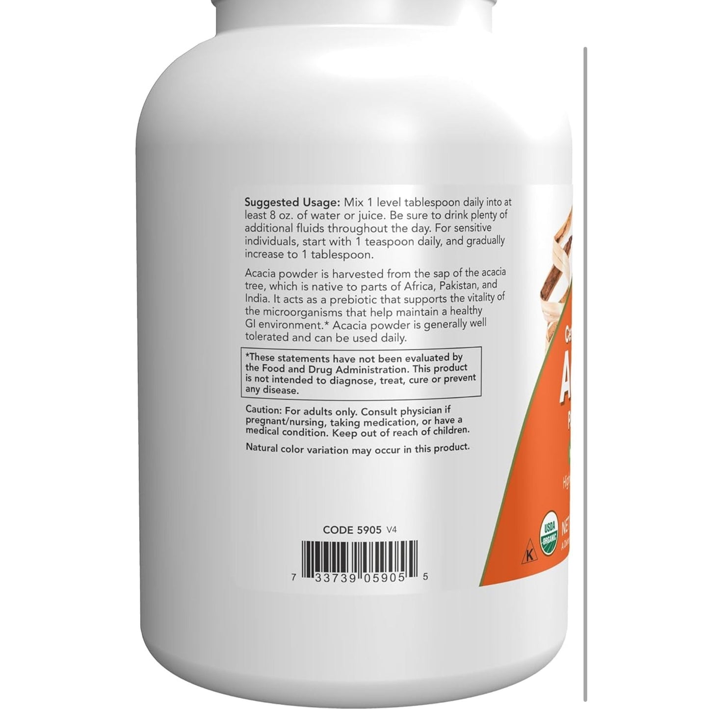 NOW Foods Supplements, Acacia Pure Powder, Certified Organic, Highly Soluble, Mixes Easily, Intestinal Health*, 12-Ounce - Medaid