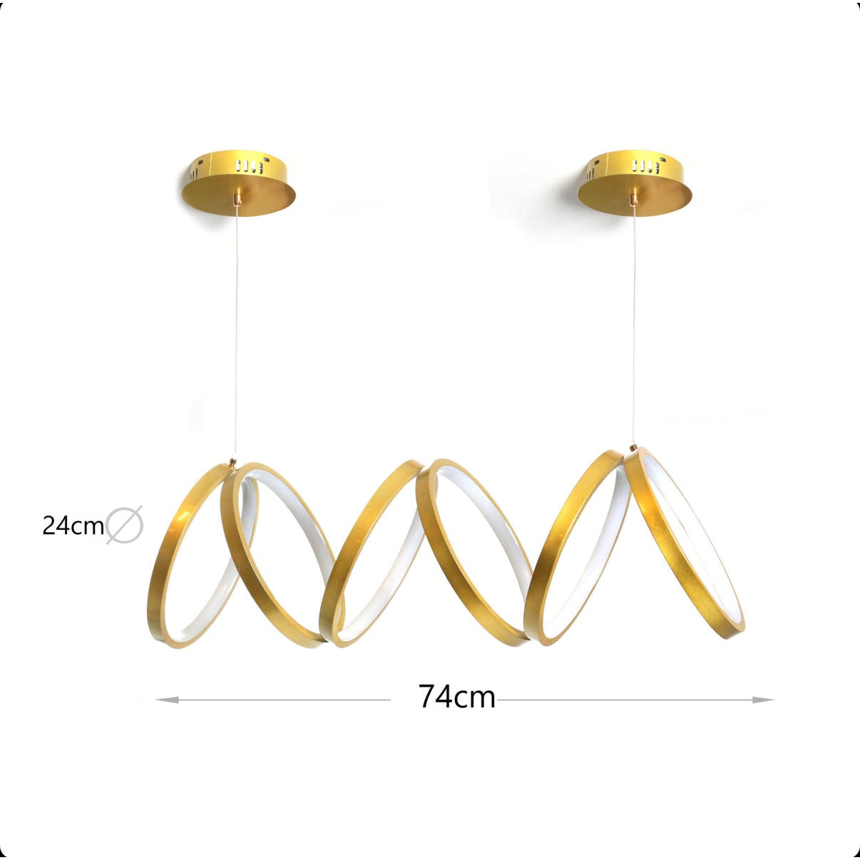 74 CM Modern Hanging LED Circles Pendant Lights for Dining Room Kitchen Bedroom Living Room Gold - Medaid International