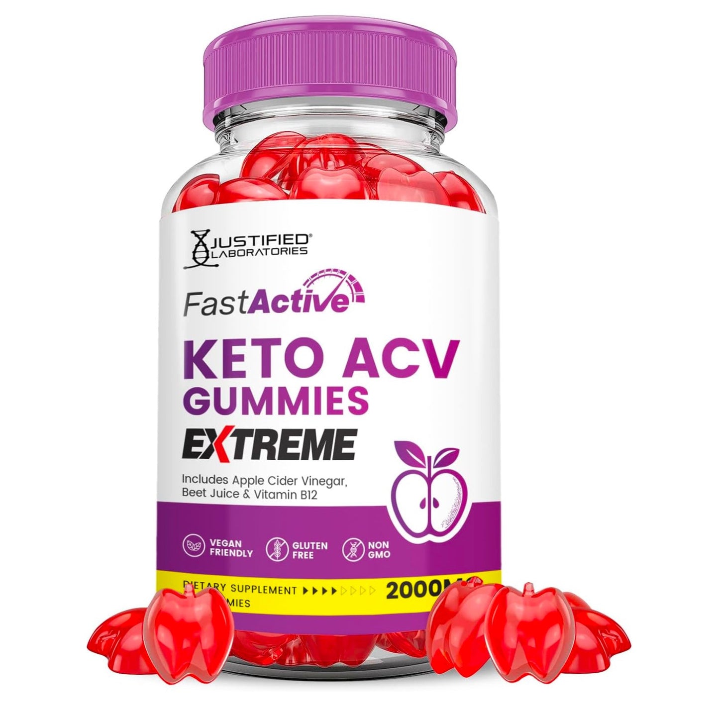 Fast Active Keto ACV Gummies Extreme 2000MG Fastactive Keto Gummies Apple Cider Vinegar Formulated with Pomegranate Beet Juice Powder B12 Vegan Non GMO 60 Gummys - Medaid International