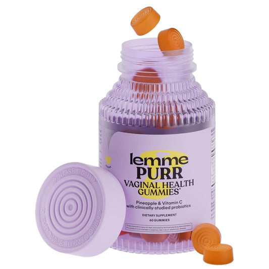 Lemme Purr Vaginal Probiotic Gummies for Women - Balanced pH, Healthy Odor, Yeast Balance & Flora Support + Vitamin C for Immune Health - Tasty Pineapple (60 Count) - Medaid International