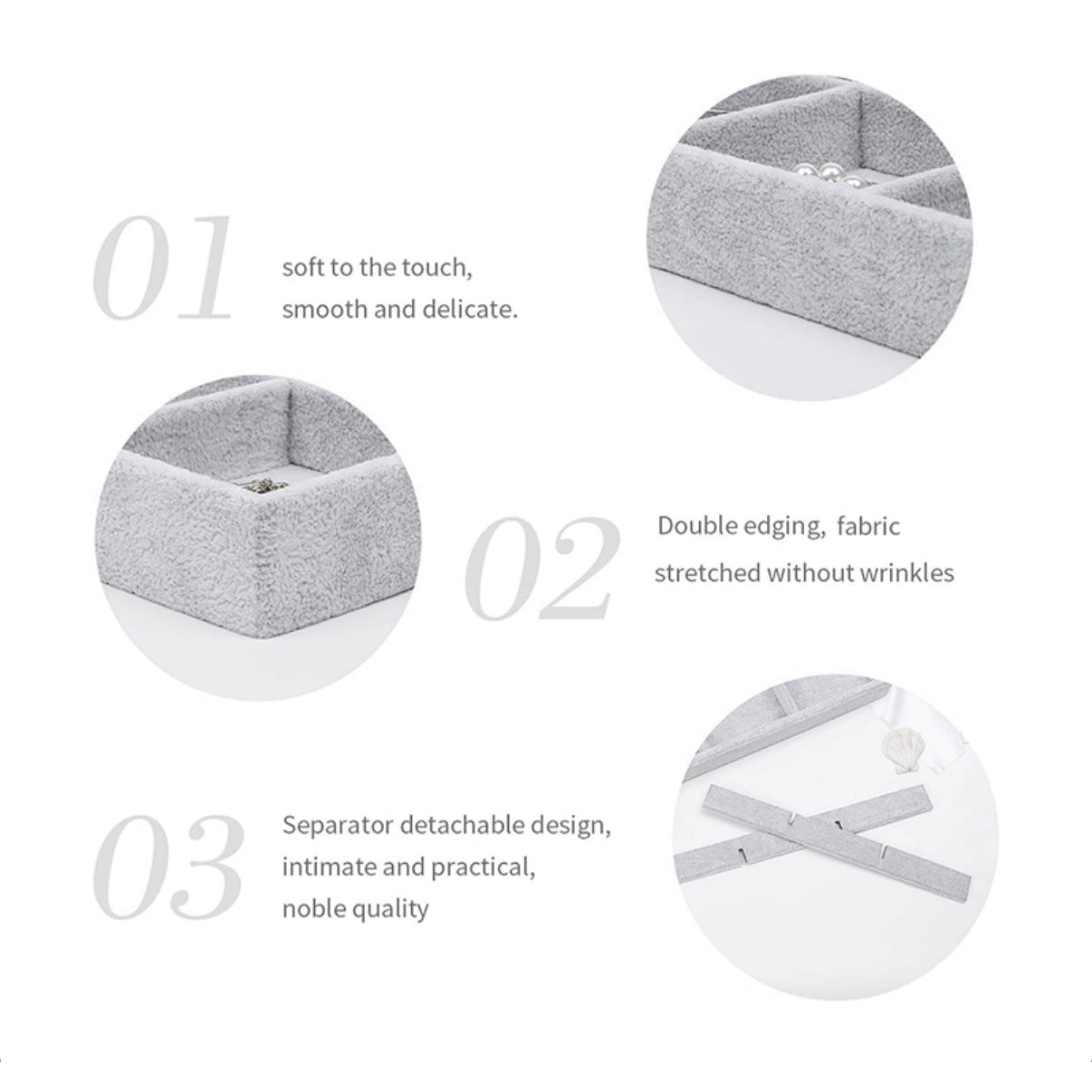 12 Compartments Velvet Jewelry Organizer Tray for Drawers Stackable Jewelry Display Trays for Rings Earrings Bangles Bracelets Silver - Medaid International