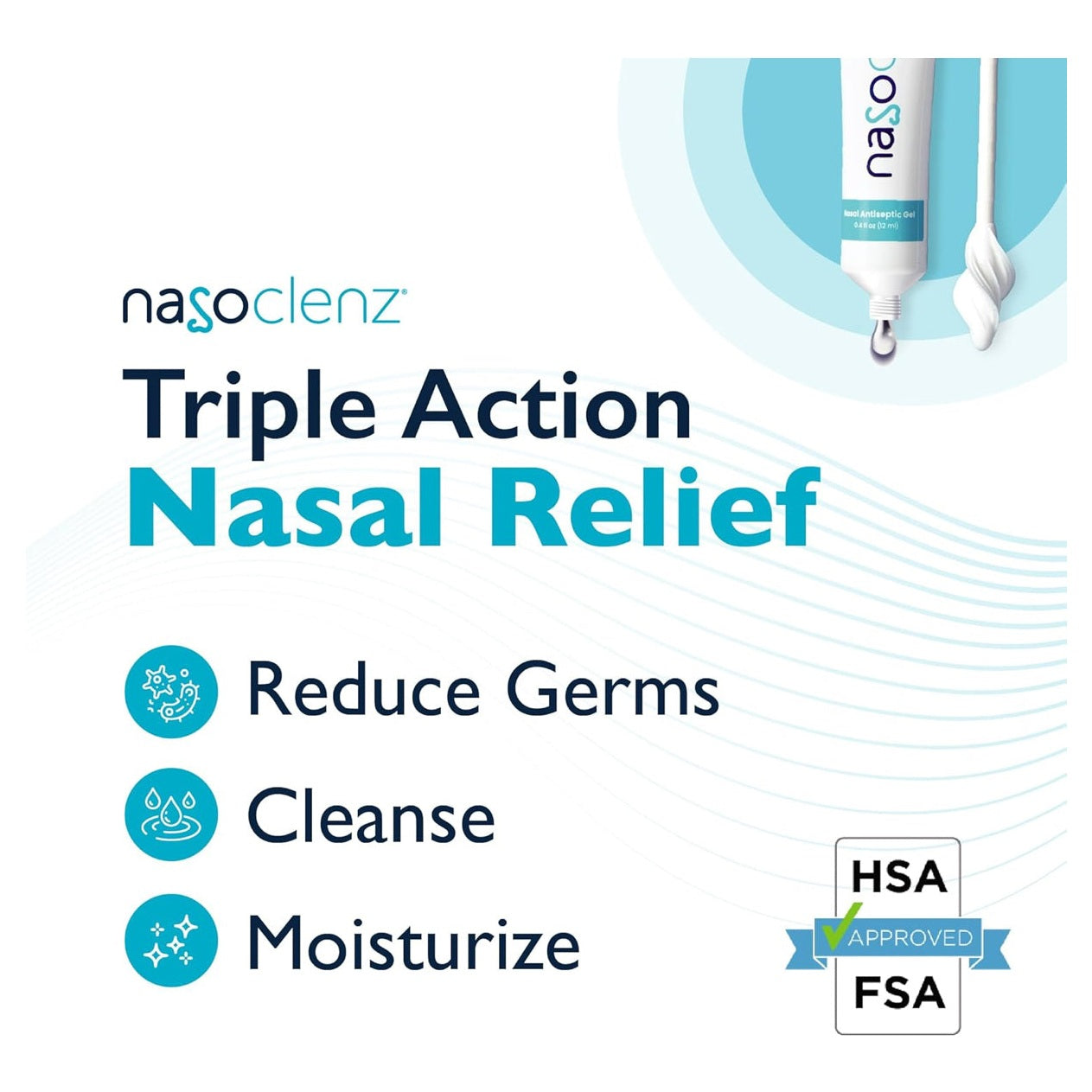 Nasal Cleansing Kit – Gentle Wand & Nasal Antiseptic Gel, Nose Cleaner and Nasal Moisturizer for Dry Nose & Sinus Relief (Unscented 15 Count, up to 120 uses) - Medaid International