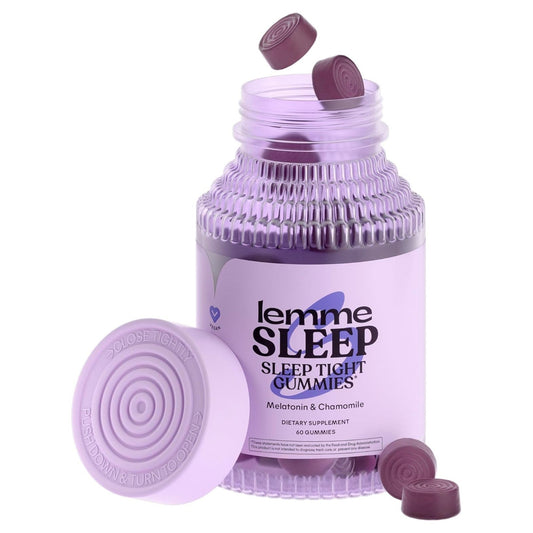 Lemme Sleep Gummies with 5mg Melatonin, Elderberry, Magnesium, L-Theanine, Chamomile and Lavender, Drug-Free Nighttime Sleep Aid, Vegan, Gluten Free, Gelatin Free, Non GMO, Berry Flavored (60 Count) - Medaid International