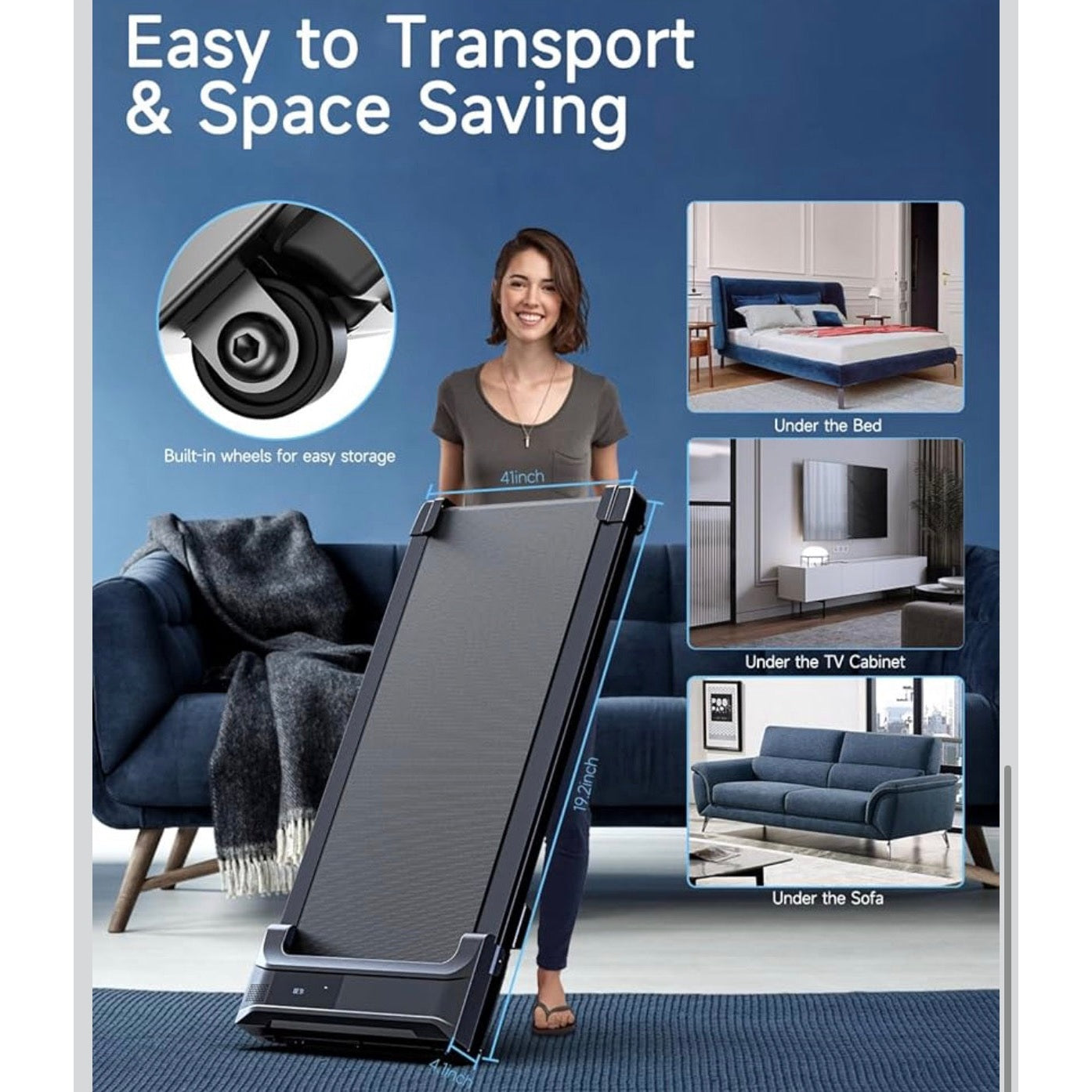 Walking Pad Treadmill for Home - Under Desk Treadmills Mini Portable Walking Running Machine Slim Compact Motorized Electric Treadmill with Adjustable Speed Remote