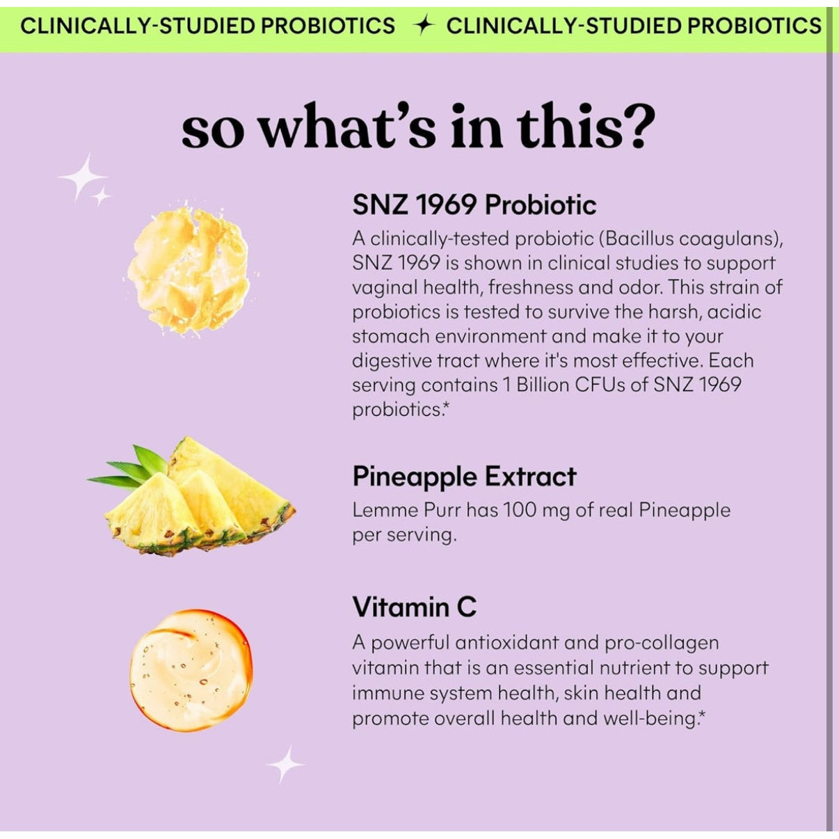 Lemme Purr Vaginal Probiotic Gummies for Women - Balanced pH, Healthy Odor, Yeast Balance & Flora Support + Vitamin C for Immune Health - Tasty Pineapple (60 Count) - Medaid International