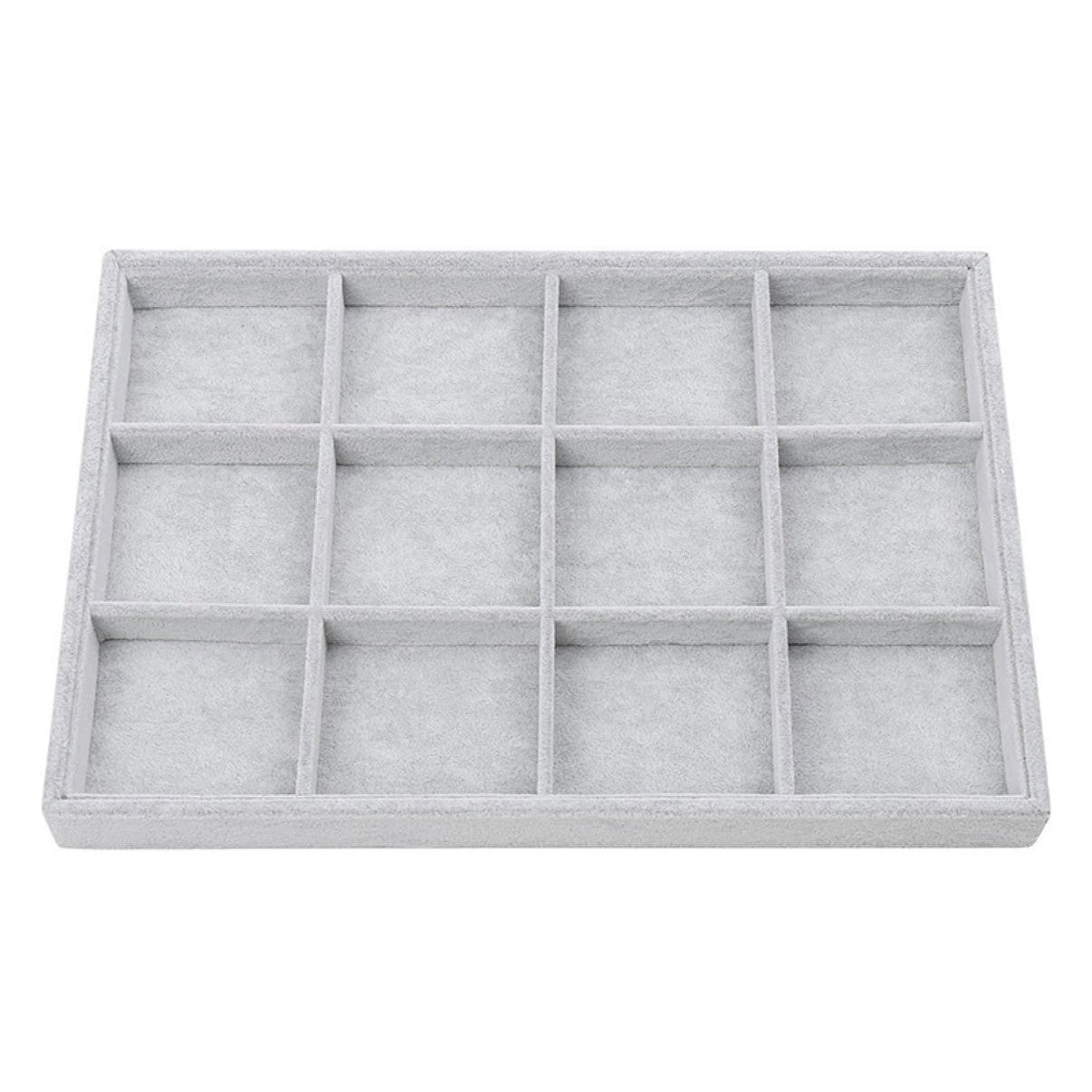12 Compartments Velvet Jewelry Organizer Tray for Drawers Stackable Jewelry Display Trays for Rings Earrings Bangles Bracelets Silver - Medaid International