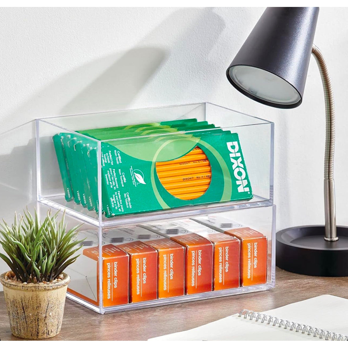 16 CM Clear Acrylic Rectangular Stackable Storage Box Multipurpose Organizer Box for Cosmetics Jewelry Office Accessories - Medaid International