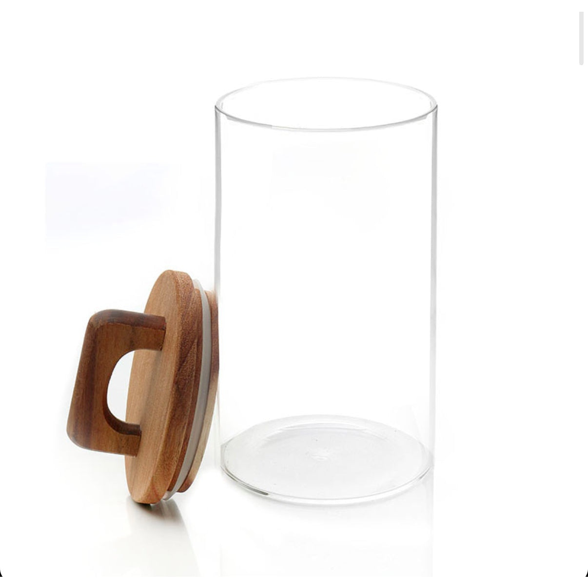 24 CM Borosilicate Glass Food Storage Container with Airtight Wooden Lid and Silicone Ring for Coffee Flour Sugar Spices Dishwasher Safe - Medaid International