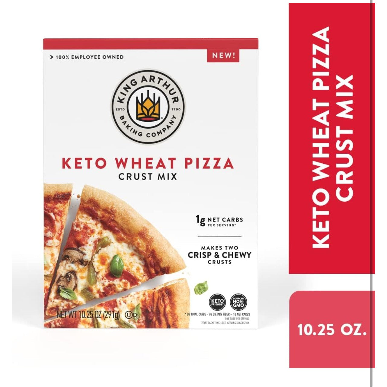 King Arthur Keto Pizza Crust Mix: Low Carb Delight with 1g Net Carbs per Serving - Easy to Make, Crisp & Chewy 10.25 oz Mix for Two 12 in Crusts - Perfect for Keto Pizza Lovers - Medaid International