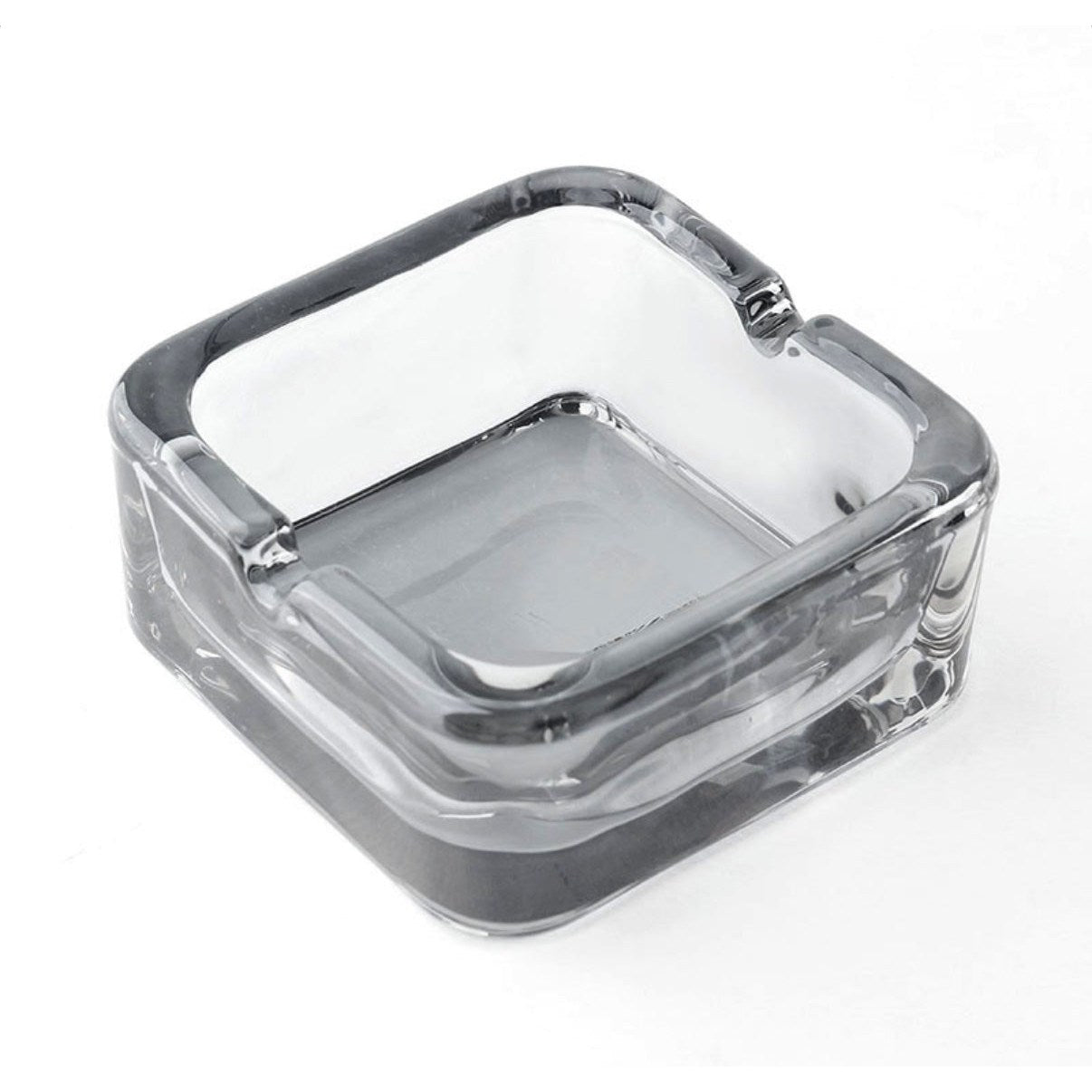 9 CM Transparent Black Square Glass Ashtray Portable Decorative Modern Ashtray for Home Office Indoor and Outdoor Use 2 Cigarettes Position - Medaid International