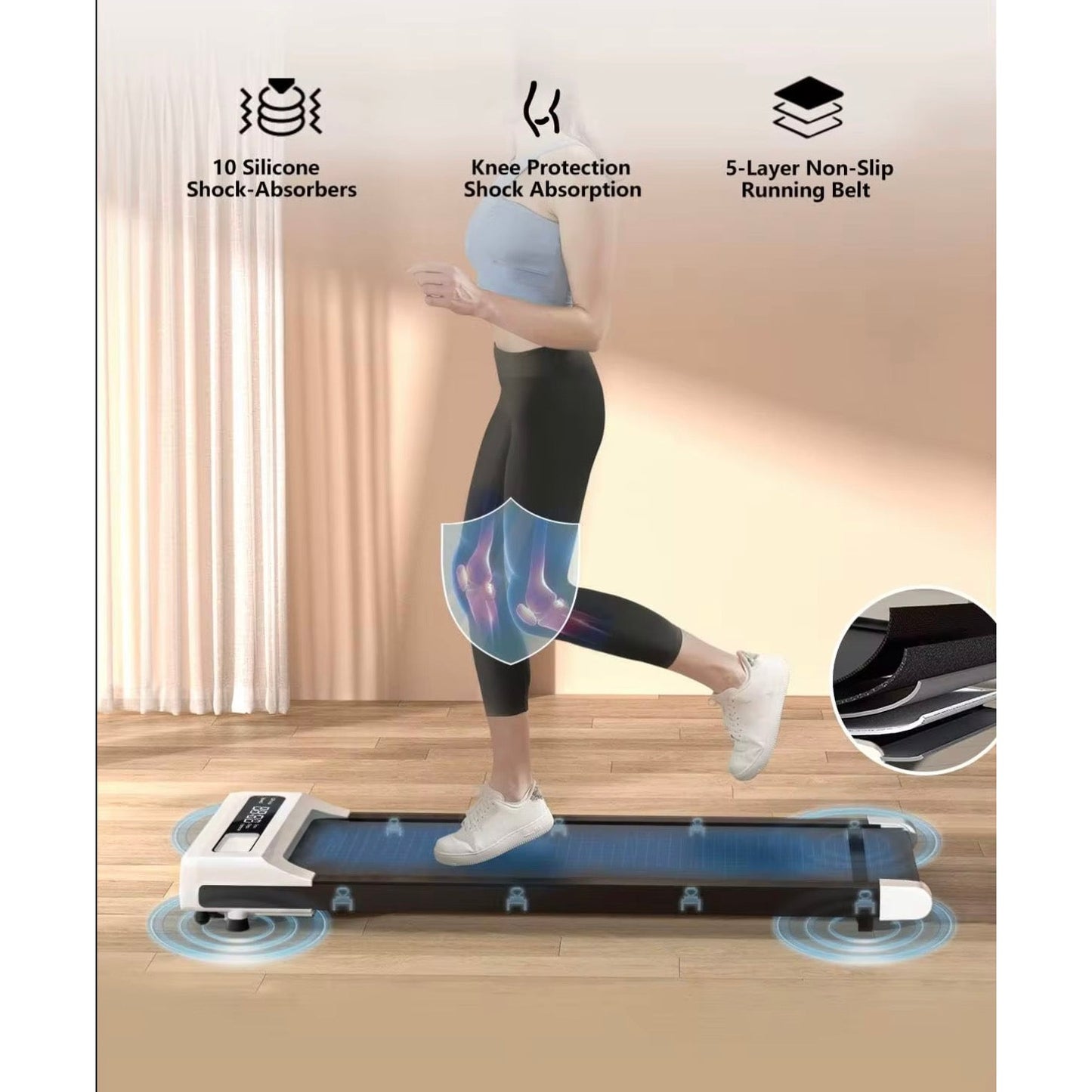 Motorized Walking Pad Mini Folding
Portable Flat Treadmill Walking Machine