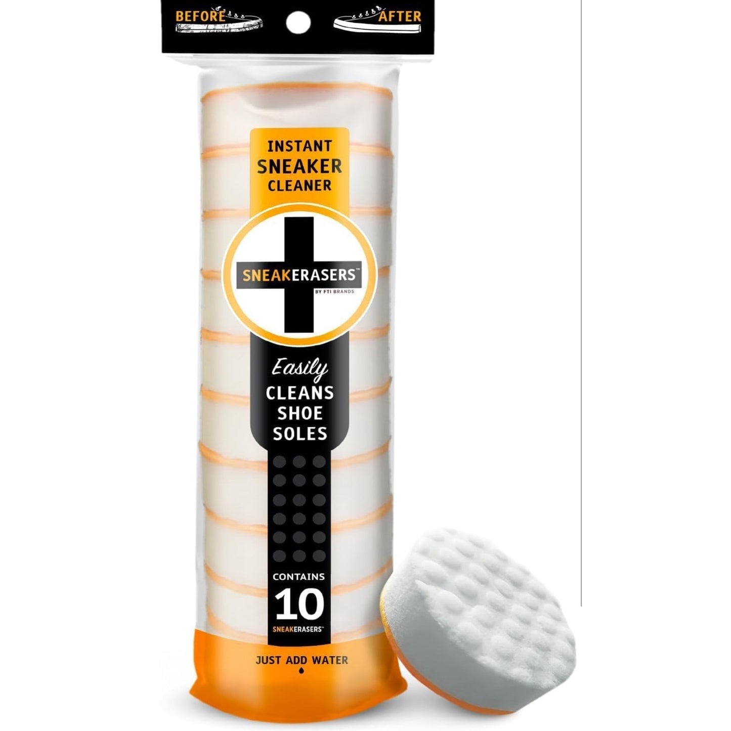 SneakERASERS Sole & Sneaker Cleaner, Premium Shoe Cleaner for Sneakers, Dual-Sided Sponges, Effective for Tennis Shoes & Women Men Sneakers, Gentle Rub Design Cleaner Kit, 1 Pack - Medaid International