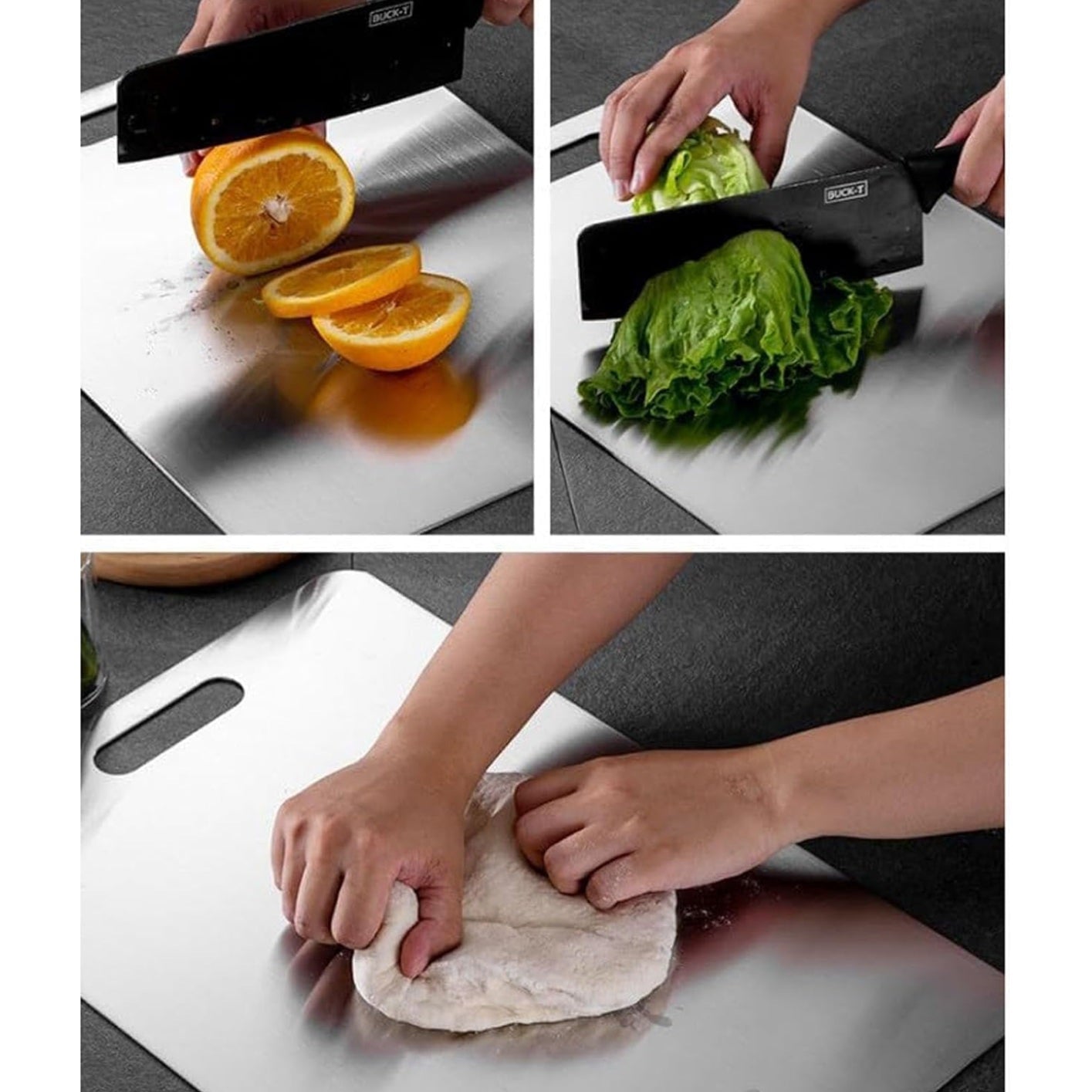 Titanium Cutting Board - 100% Pure Titanium Cutting Board, 304 Stainless Steel Cutting Board, Epicurean Cutting Boards, Multi-purpose Cutting Board, Cutting Boards for Kitchen (L) - Medaid International