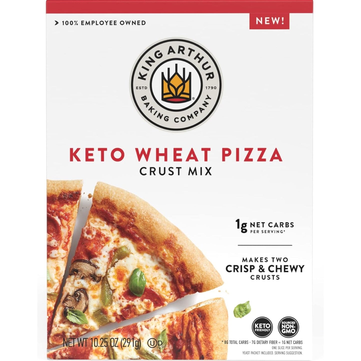 King Arthur Keto Pizza Crust Mix: Low Carb Delight with 1g Net Carbs per Serving - Easy to Make, Crisp & Chewy 10.25 oz Mix for Two 12 in Crusts - Perfect for Keto Pizza Lovers - Medaid International
