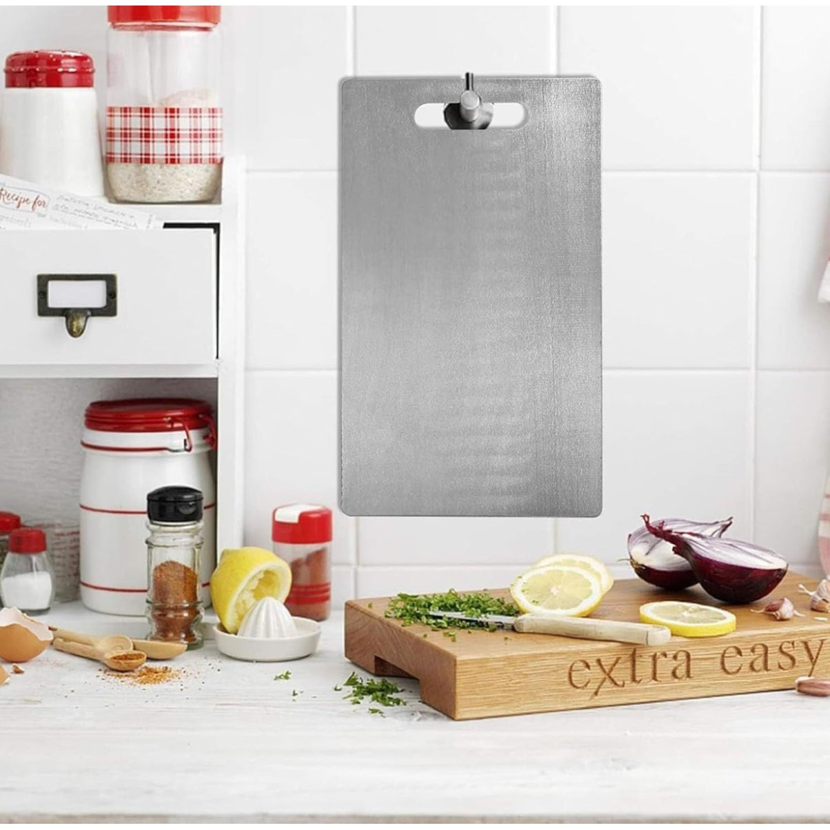 Titanium Cutting Board - 100% Pure Titanium Cutting Board, 304 Stainless Steel Cutting Board, Epicurean Cutting Boards, Multi-purpose Cutting Board, Cutting Boards for Kitchen (L) - Medaid International