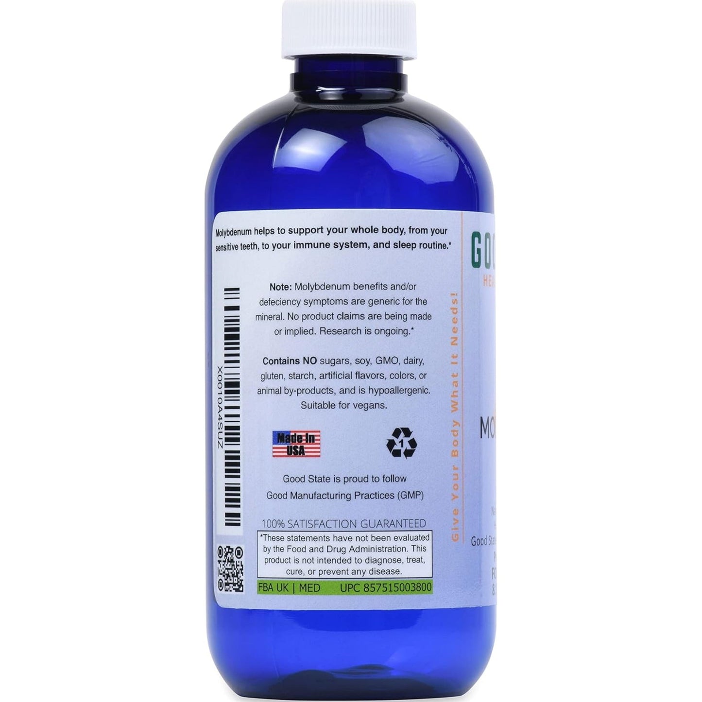 Good State Liquid Ionic Molybdenum (96 servings at 2 mg elemental, plus 2 mg fulvic acid - 8 fl oz) - Medaid International