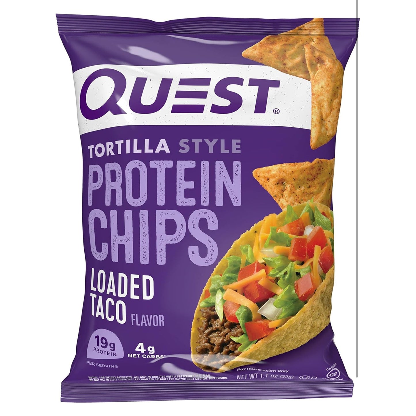 Quest Nutrition Tortilla Style Protein Chips Variety Pack, Chili Lime, Nacho Cheese, Loaded Taco, Low Carb, High Protein, Gluten Free, 1.1 oz (Pack of 12) - Medaid International