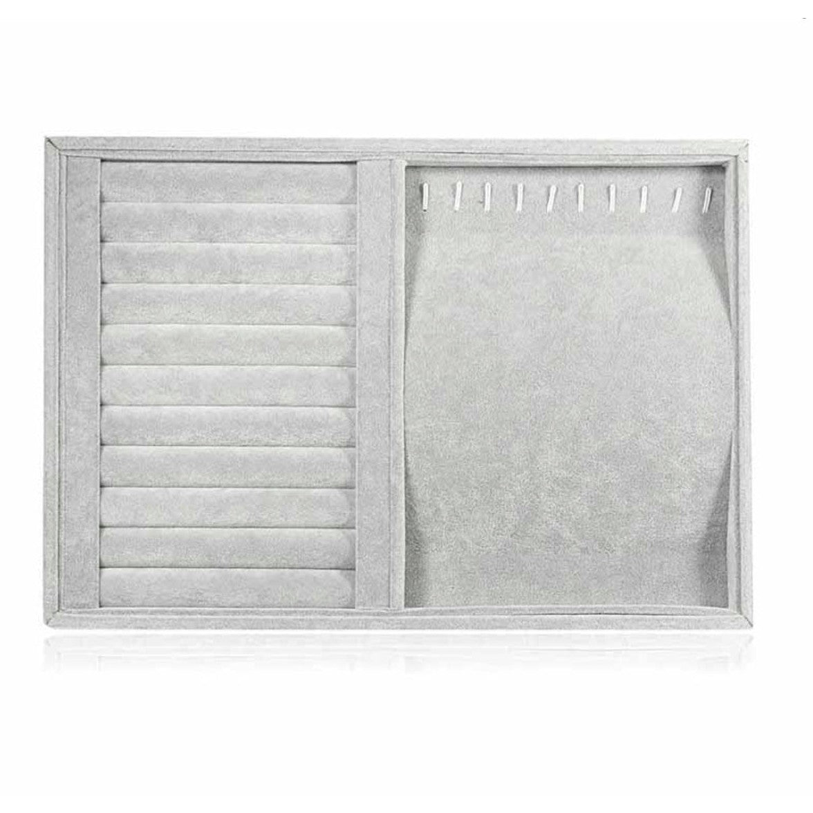 35 CM Velvet Jewelry Organizer Tray for Drawers Stackable Jewelry Display Trays for Rings Earrings Necklaces Silver - Medaid International