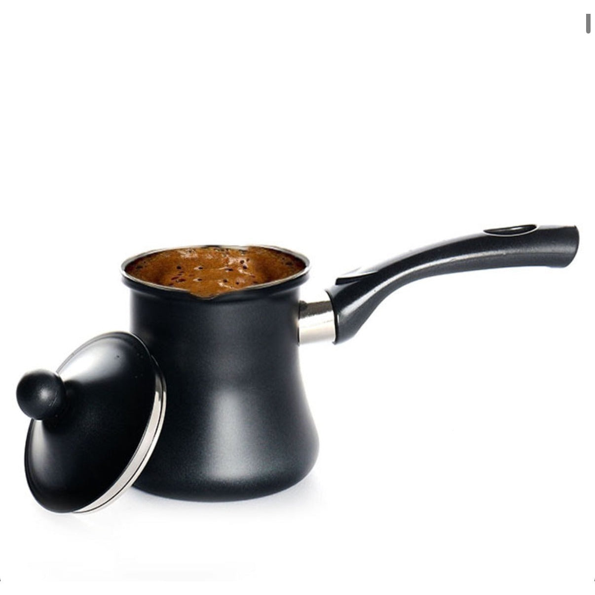 Set of 3 Stainless Steel Coffee Warmer with Lid and Heat Resistant Handle Turkish Coffee Maker Pot Black - Medaid International
