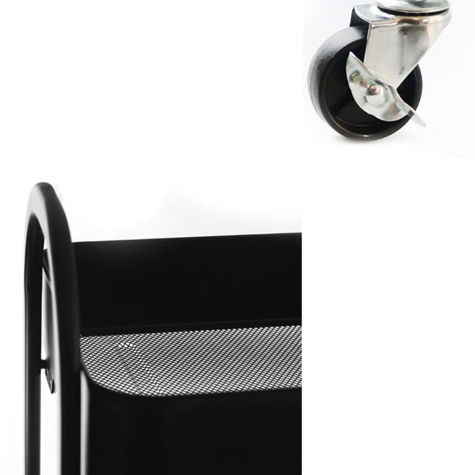 3 Tier Metal Rolling Cart with Wheels Movable Hand Trucks Storage Cart Multipurpose Organizer Trolley for Home Kitchen Bathroom Black - Medaid International
