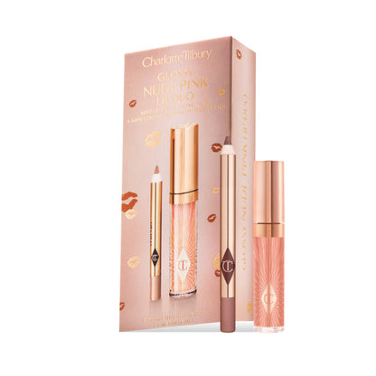Charlotte Tilbury Glossy Lip Duo Nude Pink Iconic Nude-Pillow Talk - Medaid International