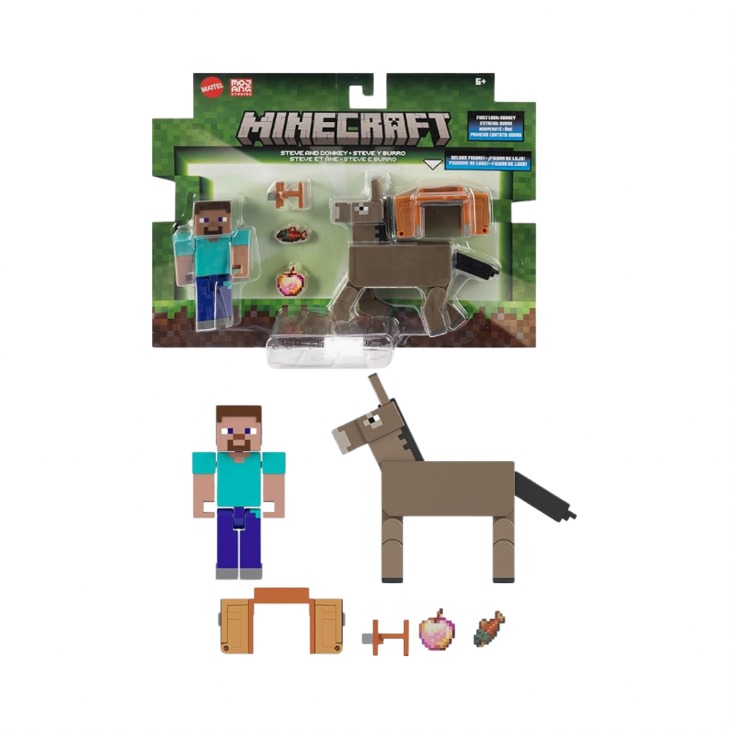 Minecraft Core 3.2 In Figure 2-Pack Steve And Donkey Toys by Mattel - Medaid International